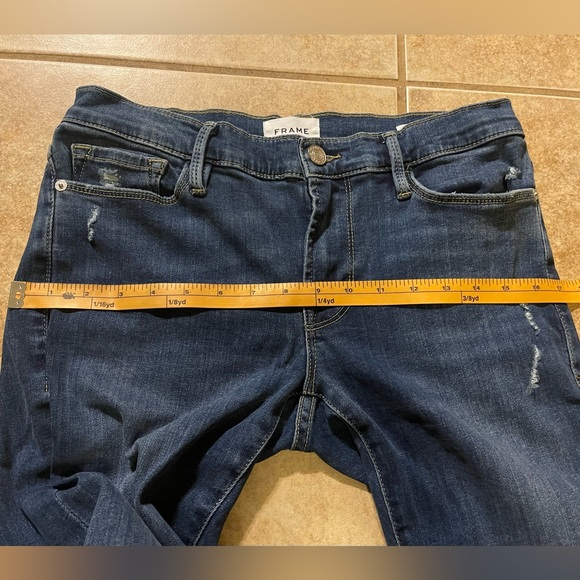 Frame Womens Le Garcon Boyfriend Jeans Size 27 Blue Distressed Covant Midrise - Picture 7 of 15